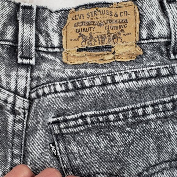 90s Acid Wash Big Kids Black Label Levis Skinny Straight Leg USA Size 10 Vintage - Picture 3 of 13